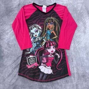 Youth Girls Vintage y2k Monster High Long Sleeve Nightgown Pajama Top Shirt Sz M